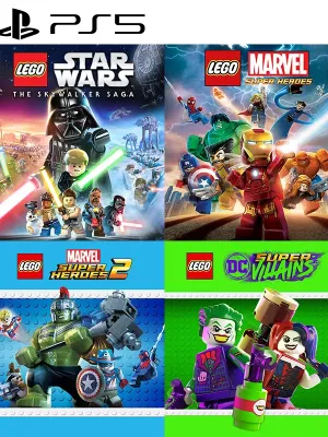 4 Juegos en 1 LEGO Star Wars La saga de Skywalker mas LEGO Marvel Super Heroes mas LEGO Marvel Super Heroes 2 mas LEGO DC Super Villains PS5
