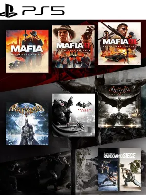 7 JUEGOS EN 1 Mafia Trilogy mas Batman Arkham Collection mas TOM CLANCYS RAINBOW SIX SIEGE PS5